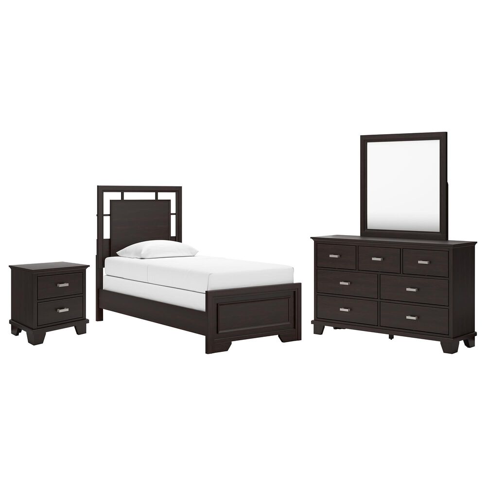 Ashley Covetown 4-Piece Twin Bedroom Set in Dark Brown, , large