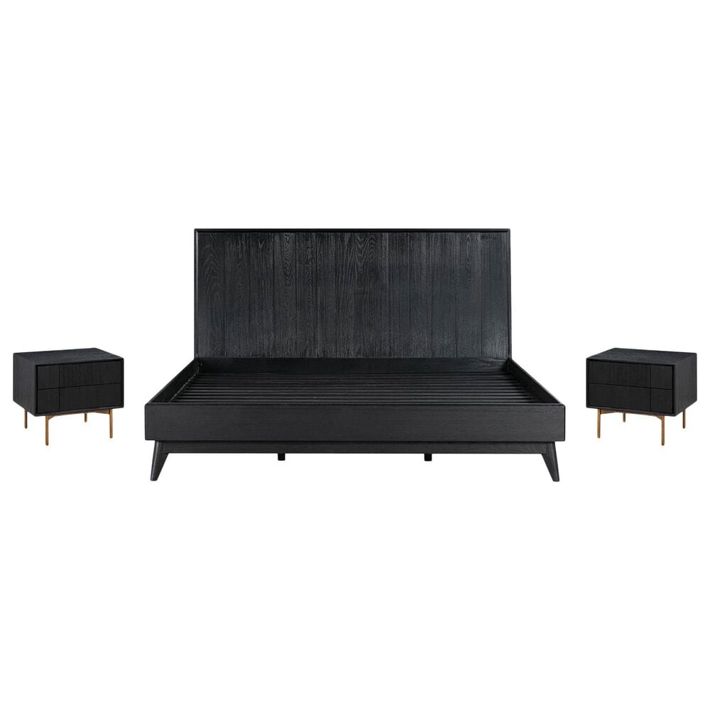 Blue River Carnaby 3-Piece King Bed Set in Black Brushed and Bronze, , large