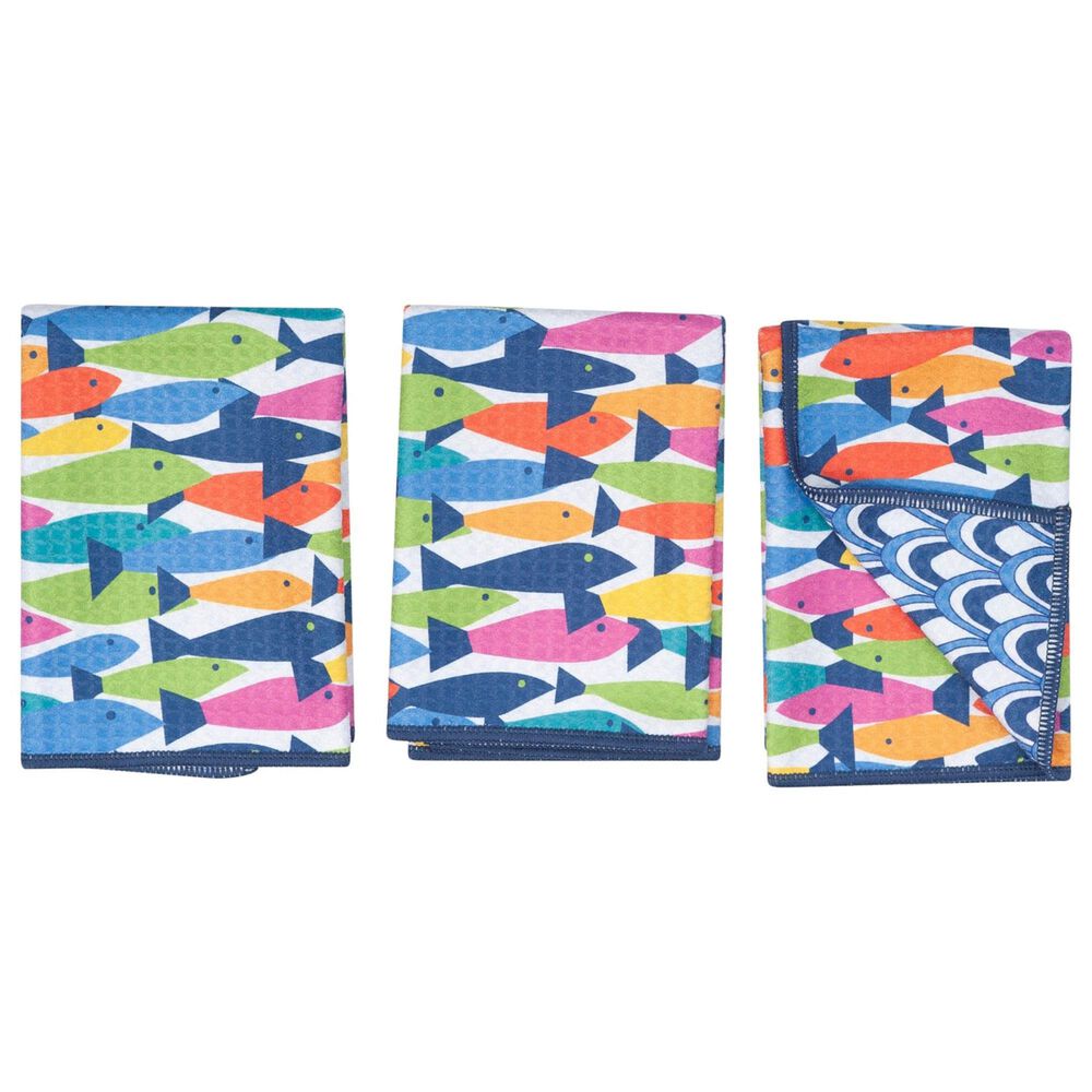 Once Again Home Fish Mighty Reversible Mini Towel in Multicolor &#40;Set of 3&#41;, , large