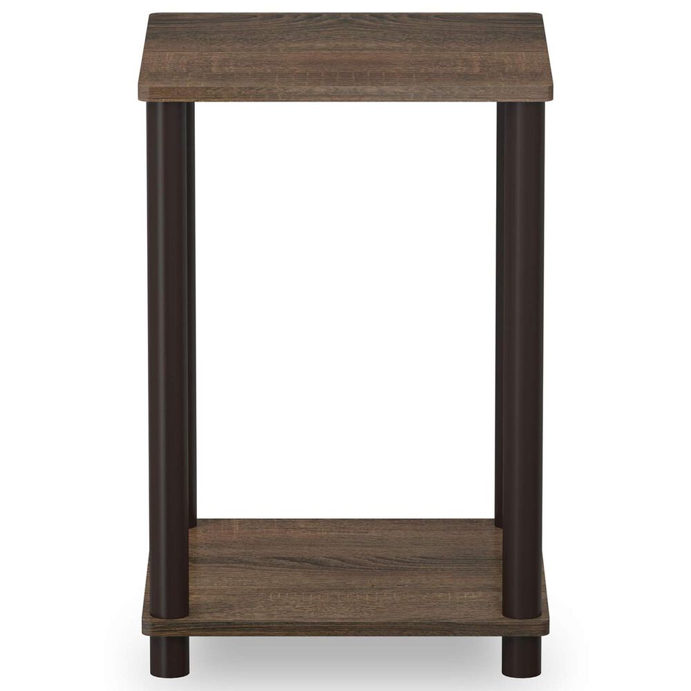 HOMLUX 2-Tier Turn-N-Tube End Table in Walnut and Brown, , large