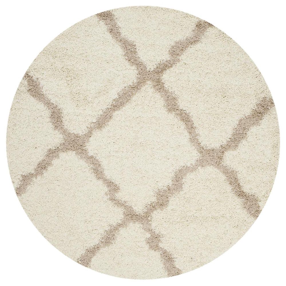 Safavieh Dallas Shag SGD257B-6R 6&#39; x 6&#39;  Ivory/Beige Round Rug, , large