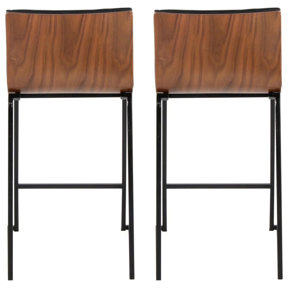 Lumisource Mason Mara Counter Stool with Black Cushion in Black and Walnut &#40;Set of 2&#41;, , large