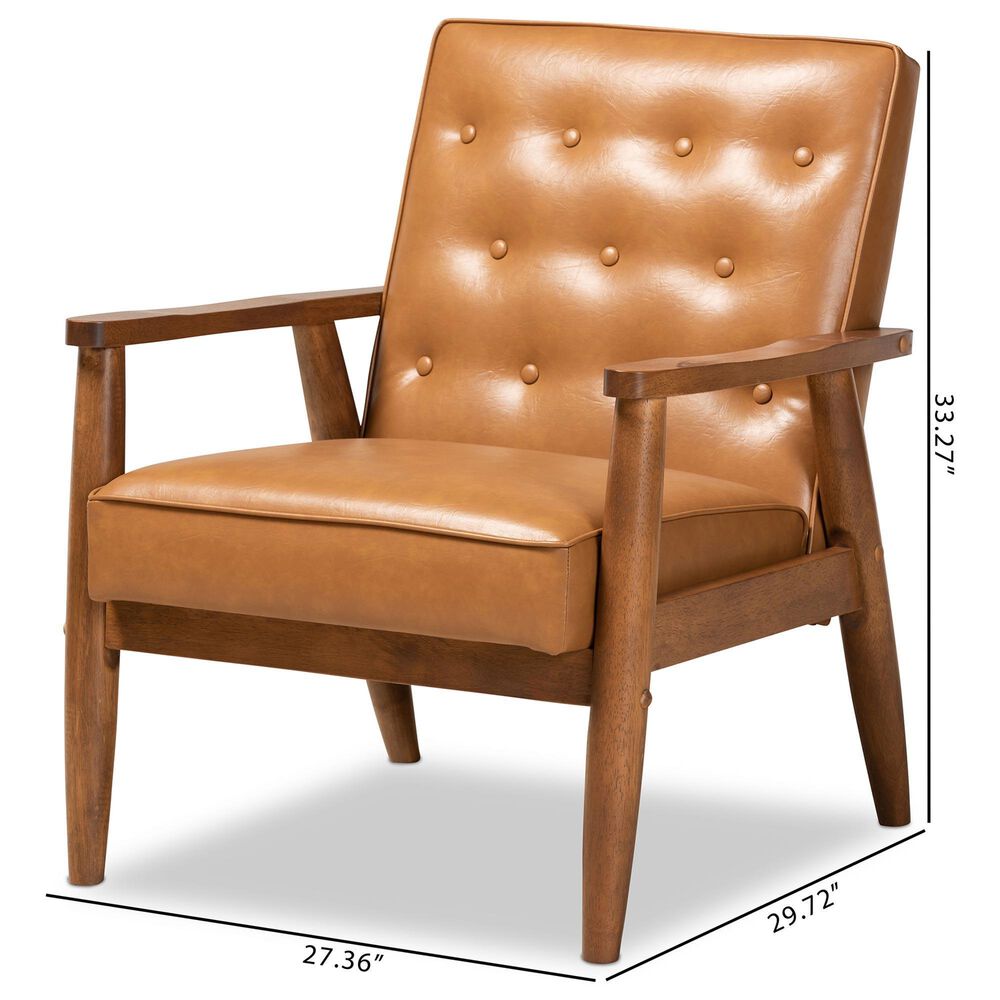 Baxton Studio Sorrento Lounge Chair in Tan, , large