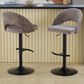 LumiSource Renee Adjustable Swivel Bar Stool with Brown Fabric Upholstery in Black (Set of 2), , large