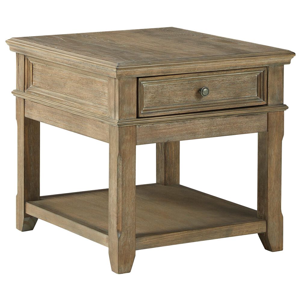 Signature Design by Ashley Janismore Rectangular End Table with USB in Grayish Brown, , large