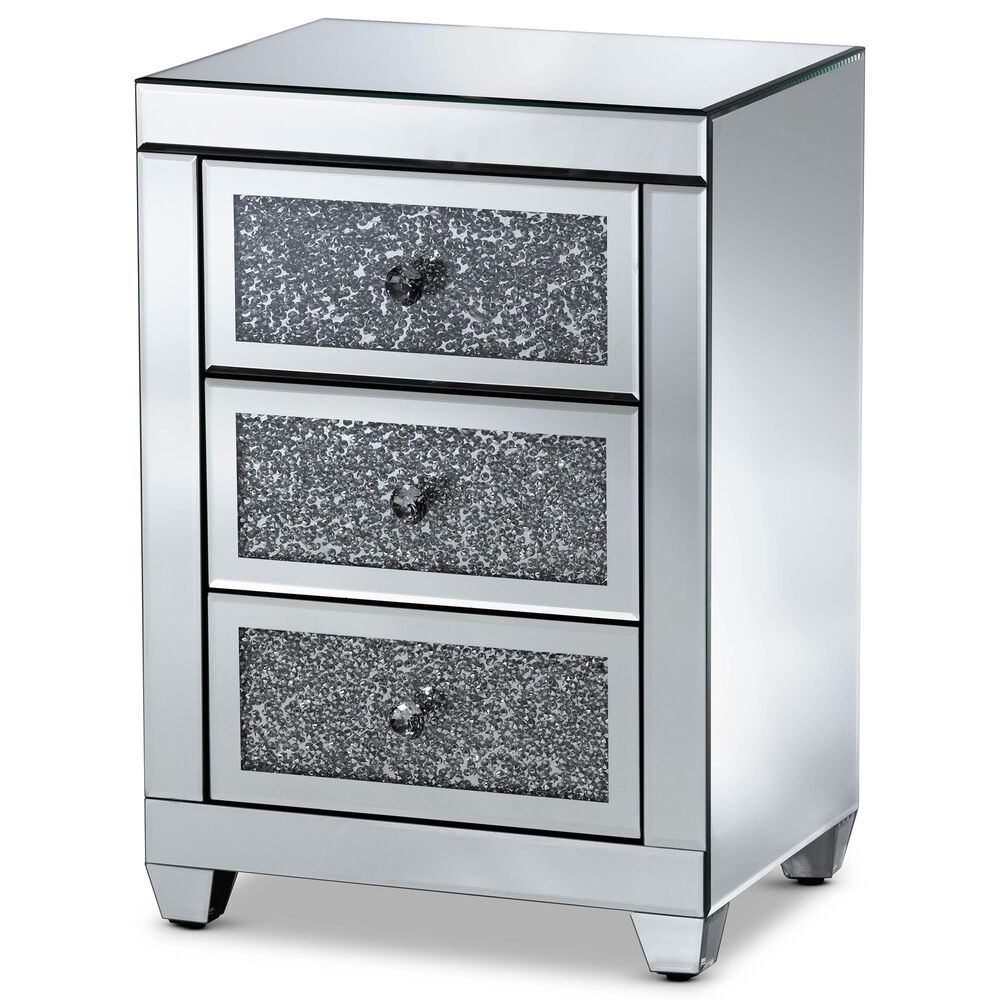 Baxton Studio Ralston 3-Drawer Nightstand in Mirrored, , large