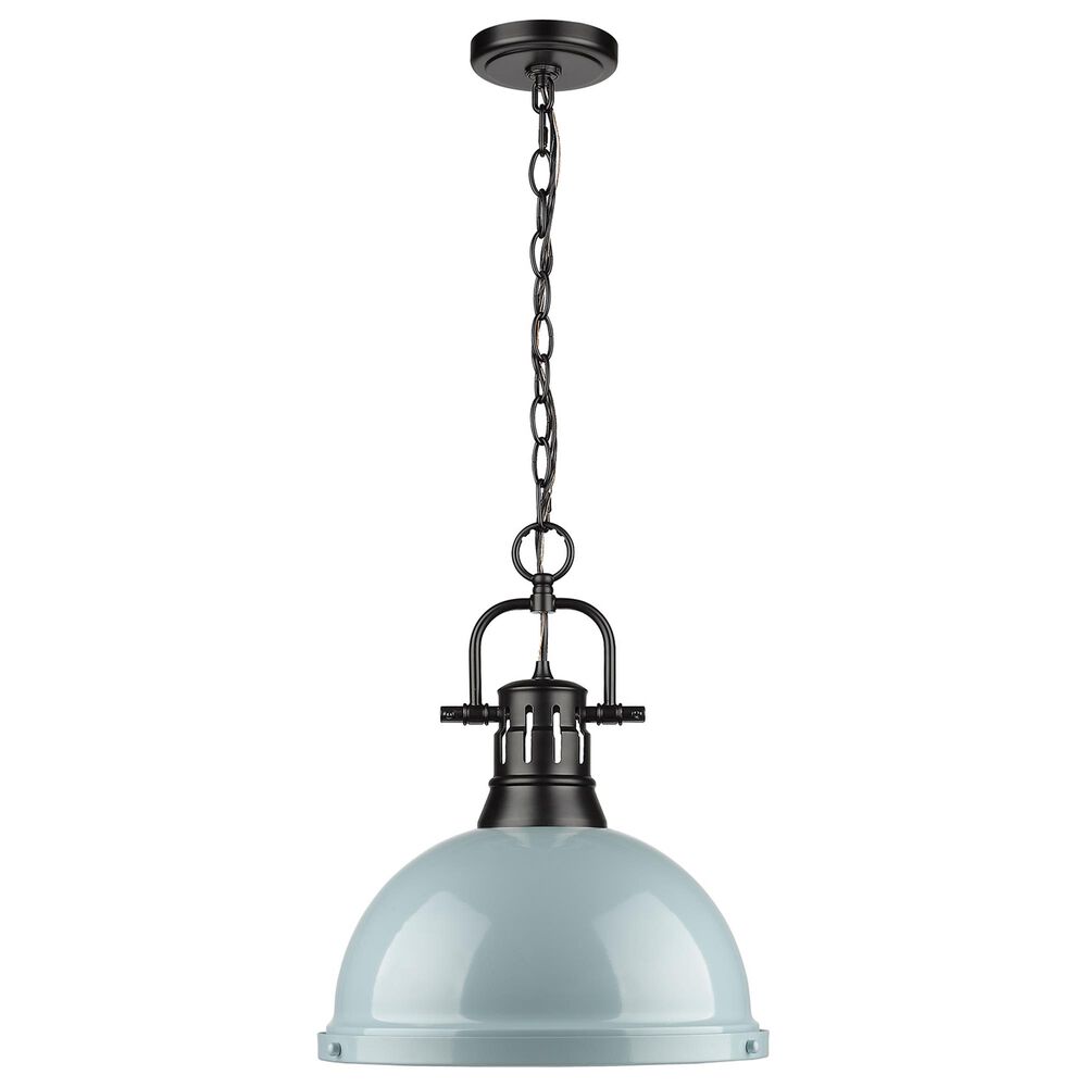 Golden Lighting Duncan 1-Light Pendant with Chain in Matte Black, , large