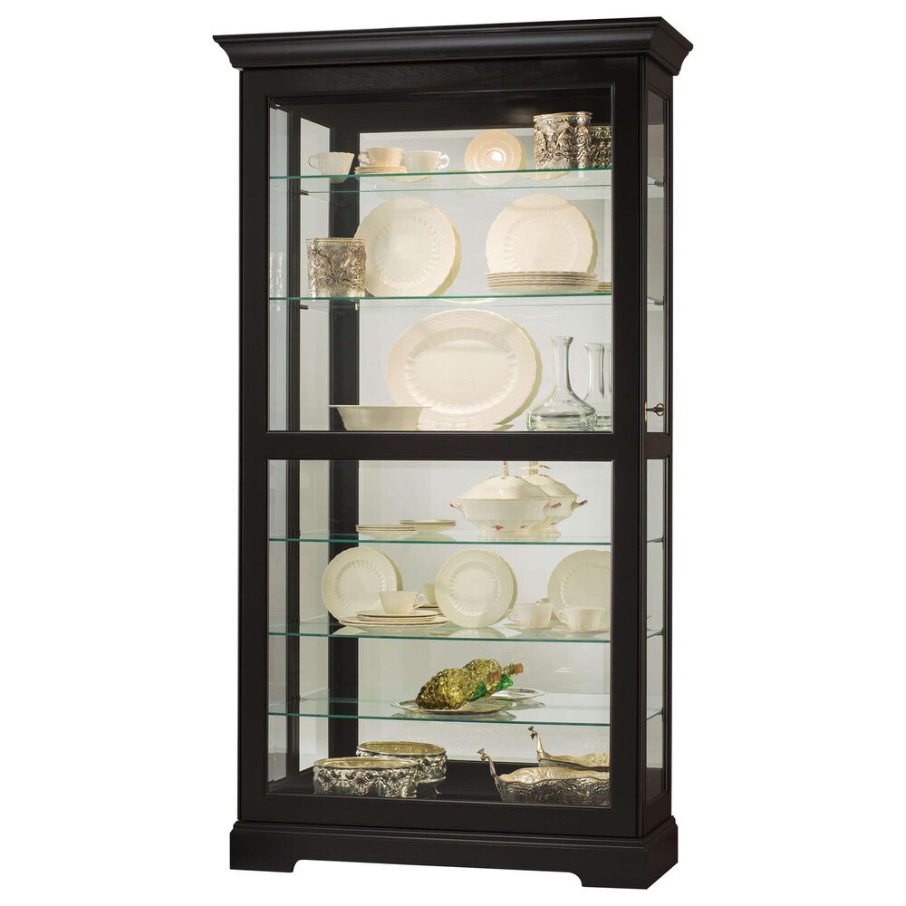 Howard Miller Tyler II Curio Cabinet in Black Satin, , large