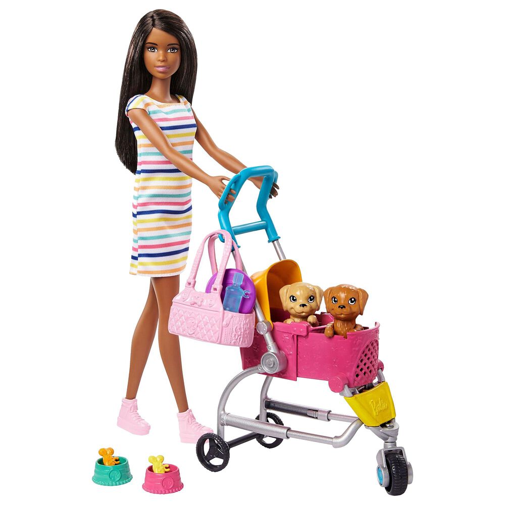 Mattel Barbie Stroll 'n Play Pups Playset with Africa Doll, , large
