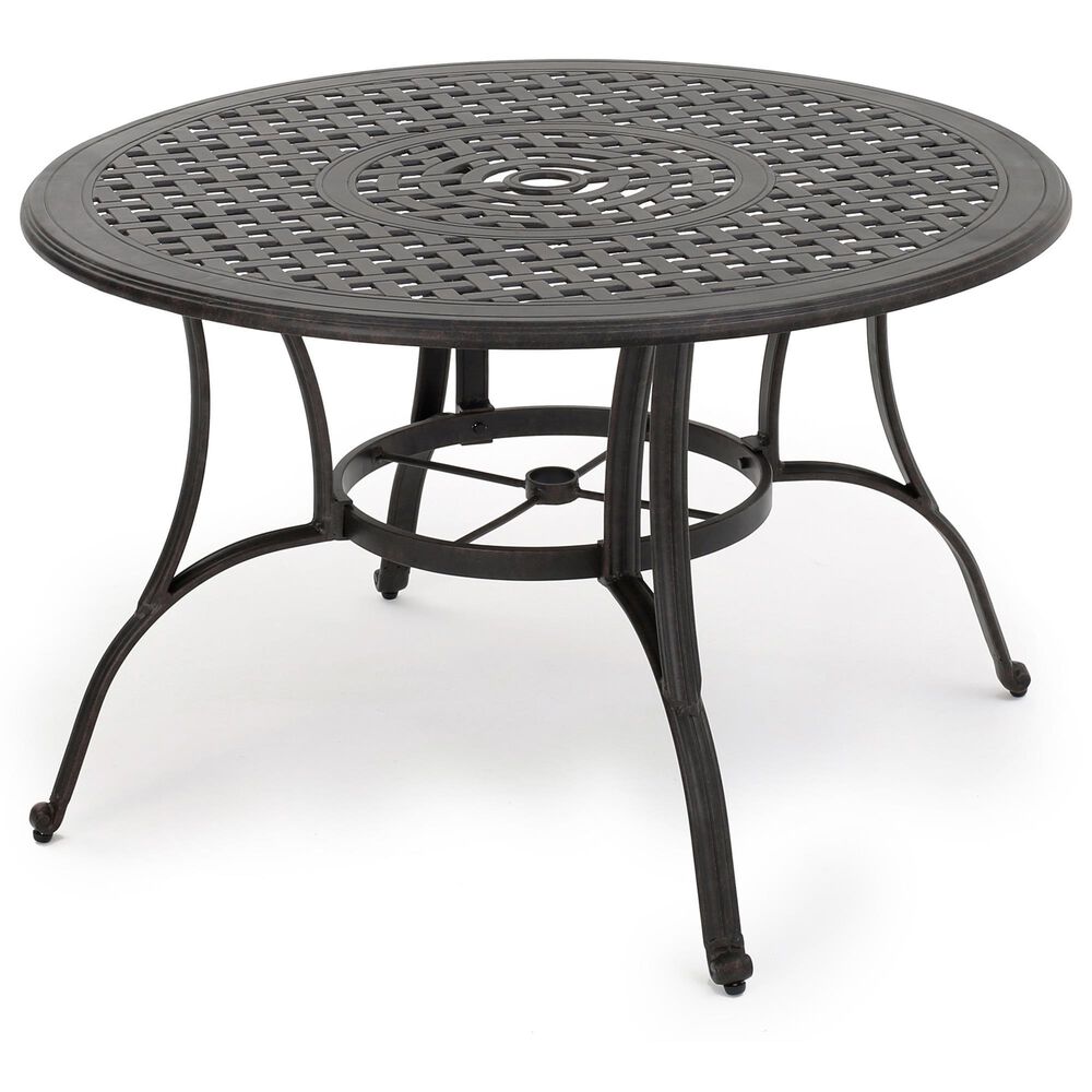 Hearth and Haven Outdoor Cast Aluminum Circular Dining Table with Curved Legs in Bronze, , large
