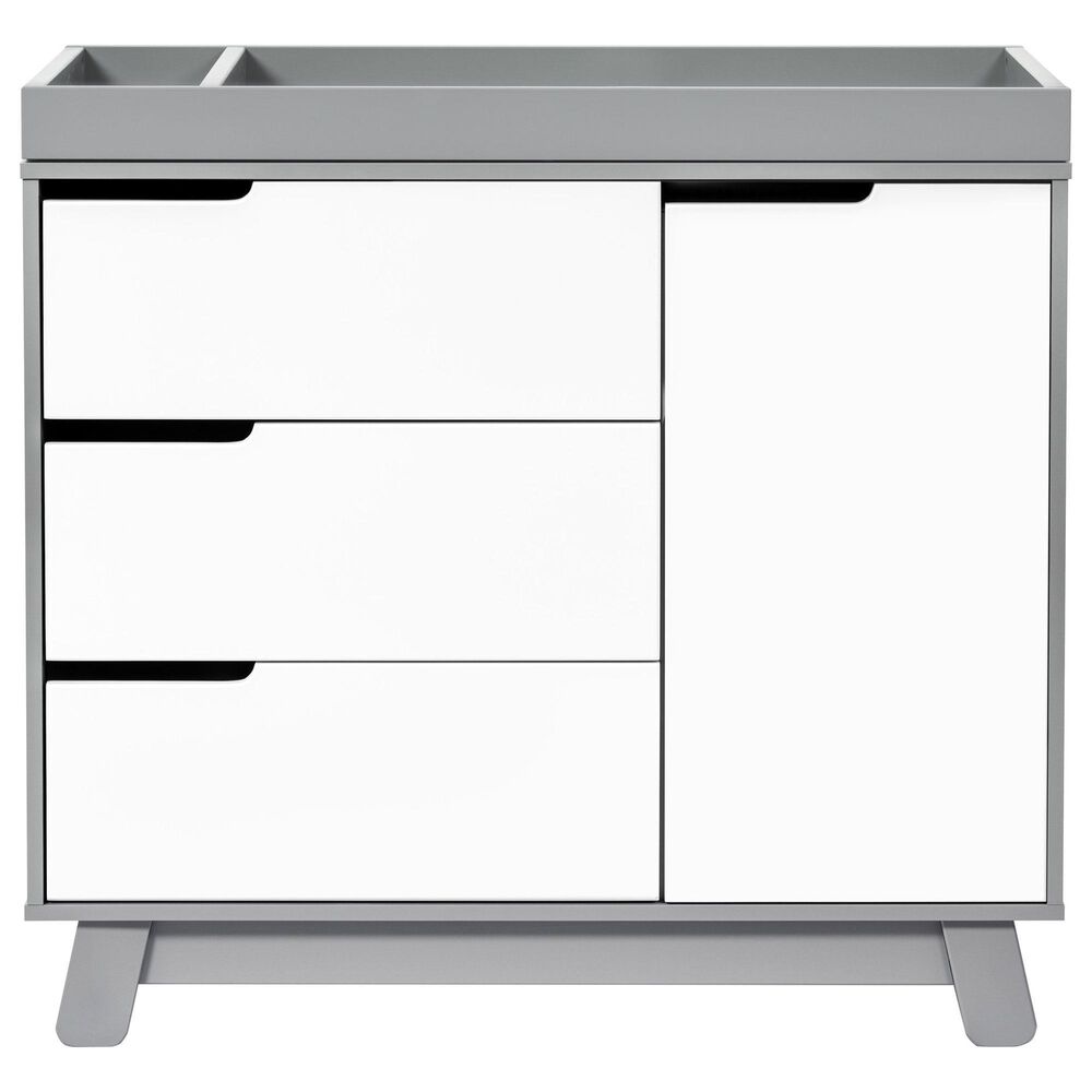 Babyletto Hudson 3 Drawer Changer Dresser in Grey and White, , large