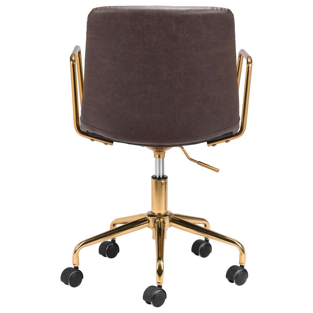 Zuo Modern Eric Office Chair in Brown and Gold, , large