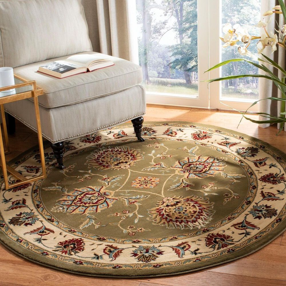 Safavieh Lyndhurst LNH555 5&#39;3&quot; Round Green and Ivory Area Rug, , large