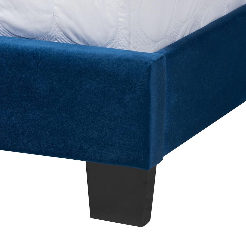 Baxton Studio Clare King Upholstered Panel Bed in Navy Blue, , large