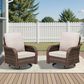 Sunwell Garden Patio Swivel Glider Chair with Gray Frame in Beige (Set of 2), , large