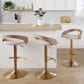 LumiSource Grotto Adjustable Swivel Barstool with Oat Fabric Upholstery in Gold and Whitewashed (Set of 2), , large