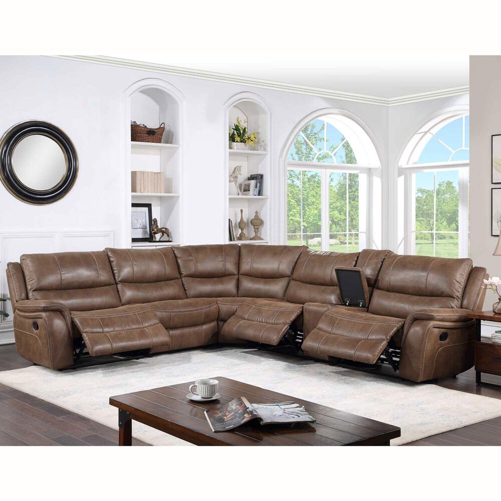 Steve Silver Lehi 6-Piece Manual Reclining Sectional in Brindle, , large