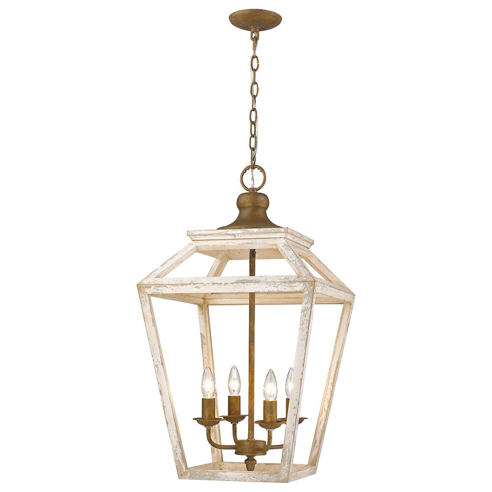 Golden Lighting Haiden 4-Light Pendant in Burnished Chestnut and Distressed Light Gray, , large