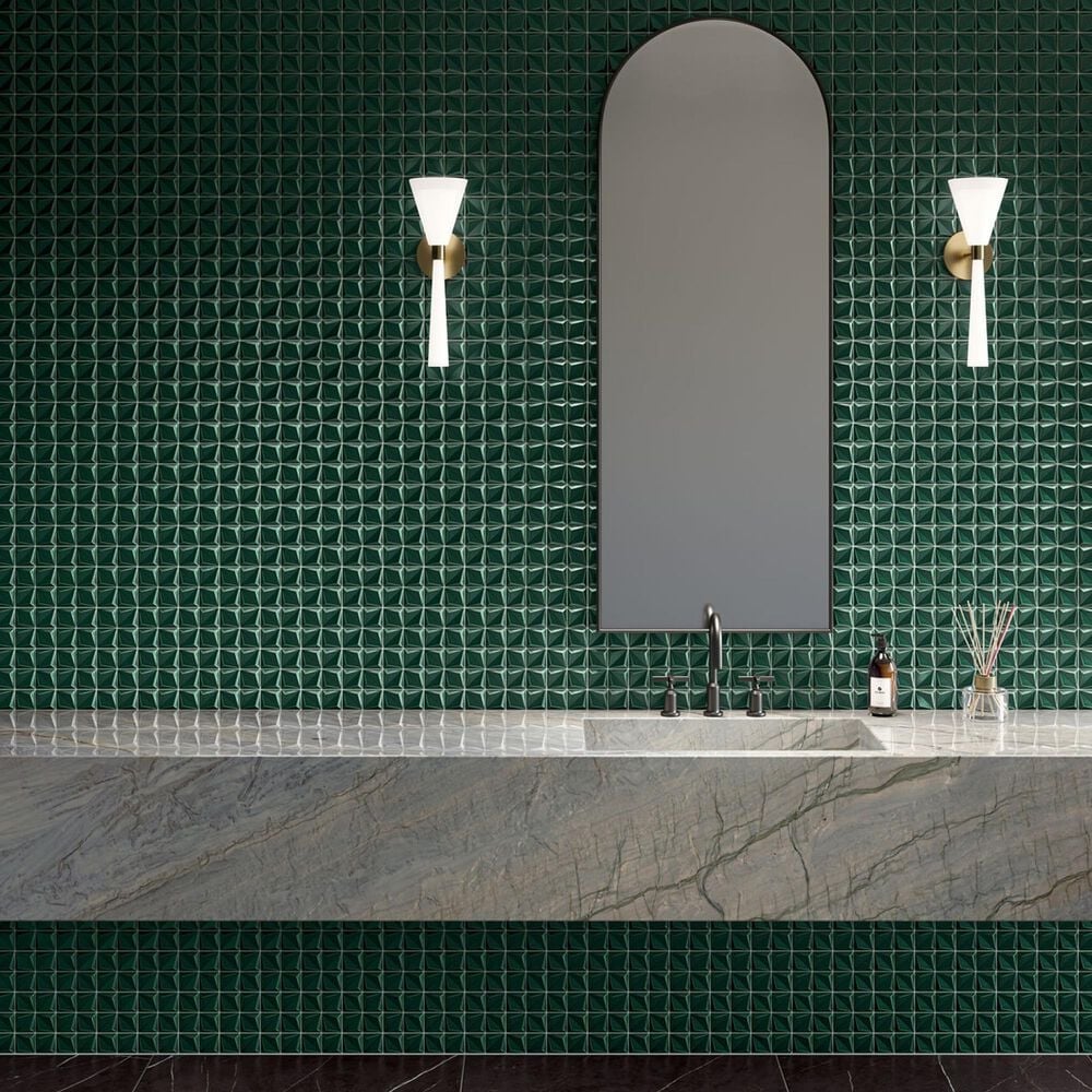 Dal-Tile Artefino Vintage Jade 2" Floret on 12" x 12" Porcelain Mosaic Sheet, , large