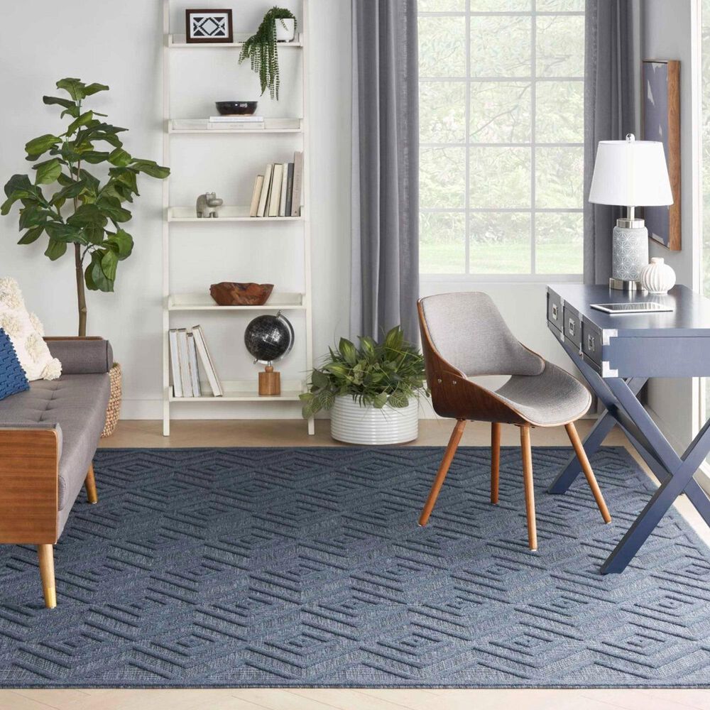 Nourison Versatile 8&#39; x 10&#39; Navy Blue Indoor/Outdoor Area Rug, , large
