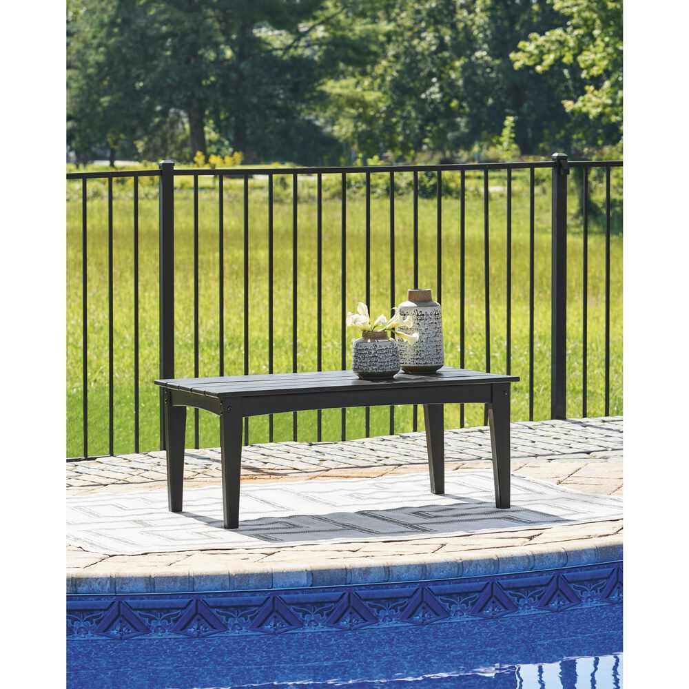 Ashley Hyland Wave Patio Rectangular Coffee Table in Black, , large