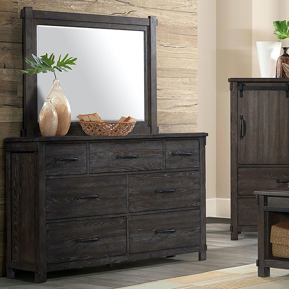 Mayberry Hill Scott 7 Drawer Dresser and Mirror in Dark Walnut, , large