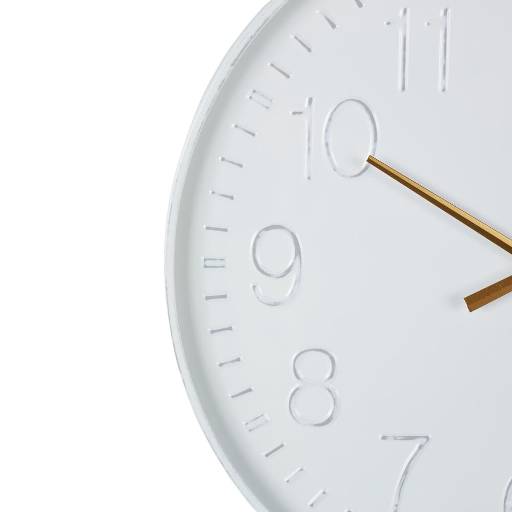 Maple and Jade Round Decorative Wall Clock in Polished White and Gold, , large