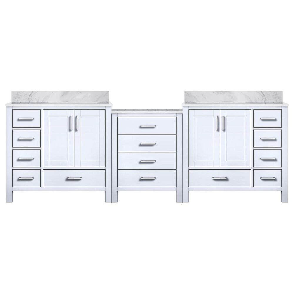Lexora Home Coraline 92&quot; Double Bathroom Vanity in Dark Grey with White Carrara Marble Top and Rectangular Sinks, , large