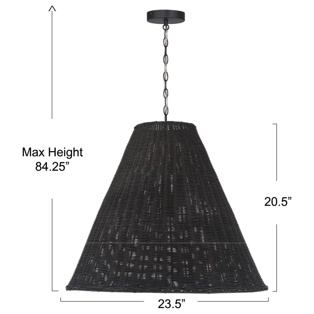 Creative Coop Rosemary 1-Light Large Pendant with Black Shade, , large