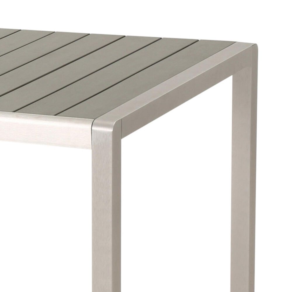 Hearth and Haven Coral Outdoor Aluminum Dining Table with Faux Wood Top in Gray, , large