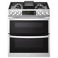 LG 2-Piece Kitchen Package with 6.9 Cu. Ft. Smart Slide-In Double Oven Gas Range and 2.1 Cu. Ft. Smart Over-the-Range Microwave in Printproof Stainless Steel, , large