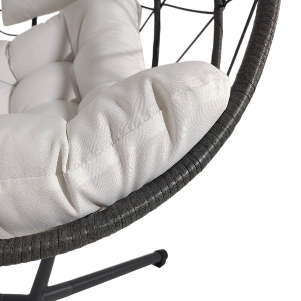 Hearth and Haven Outdoor Hanging Egg Chair with Stand in Beige, , large