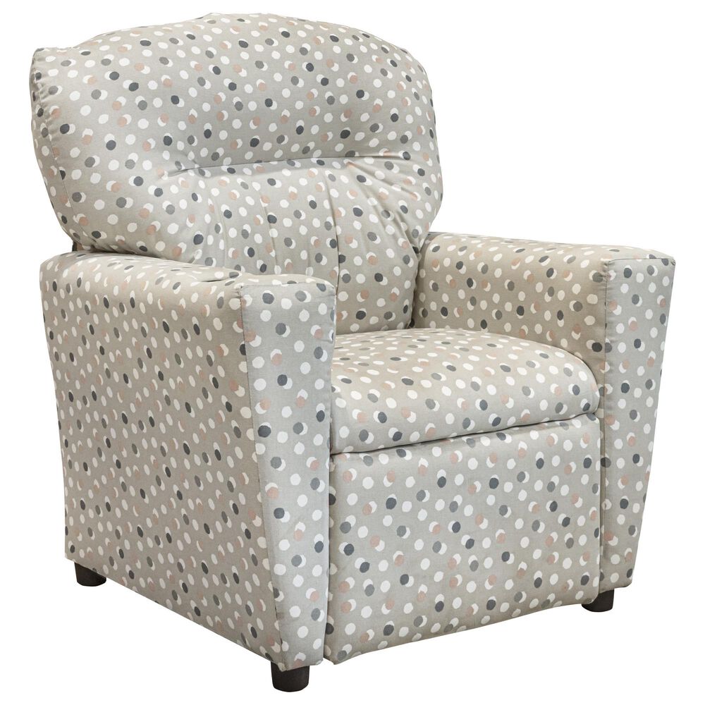 Brazil Tween Kids Recliner in Free Dots French Grey with Cupholder, , large