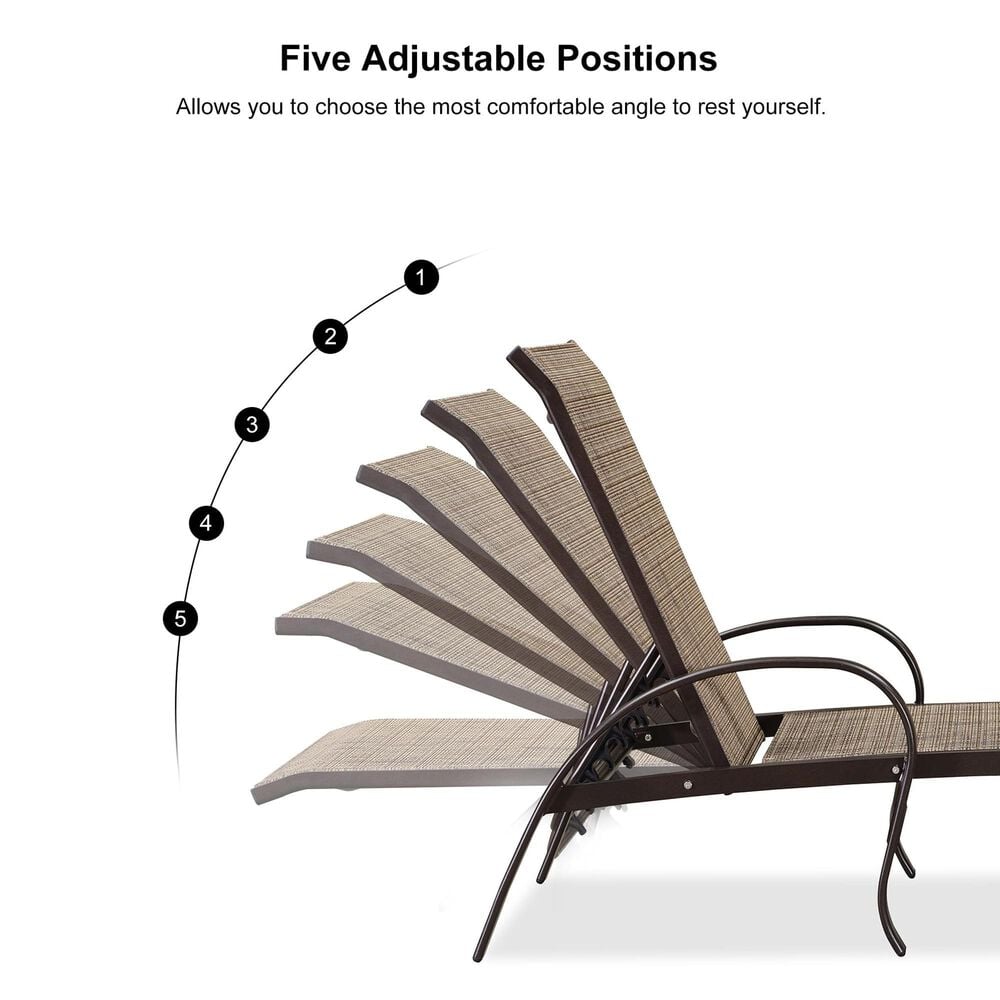 HOMLUX 3-Piece Patio Chaise Lounge Set in Brown, , large
