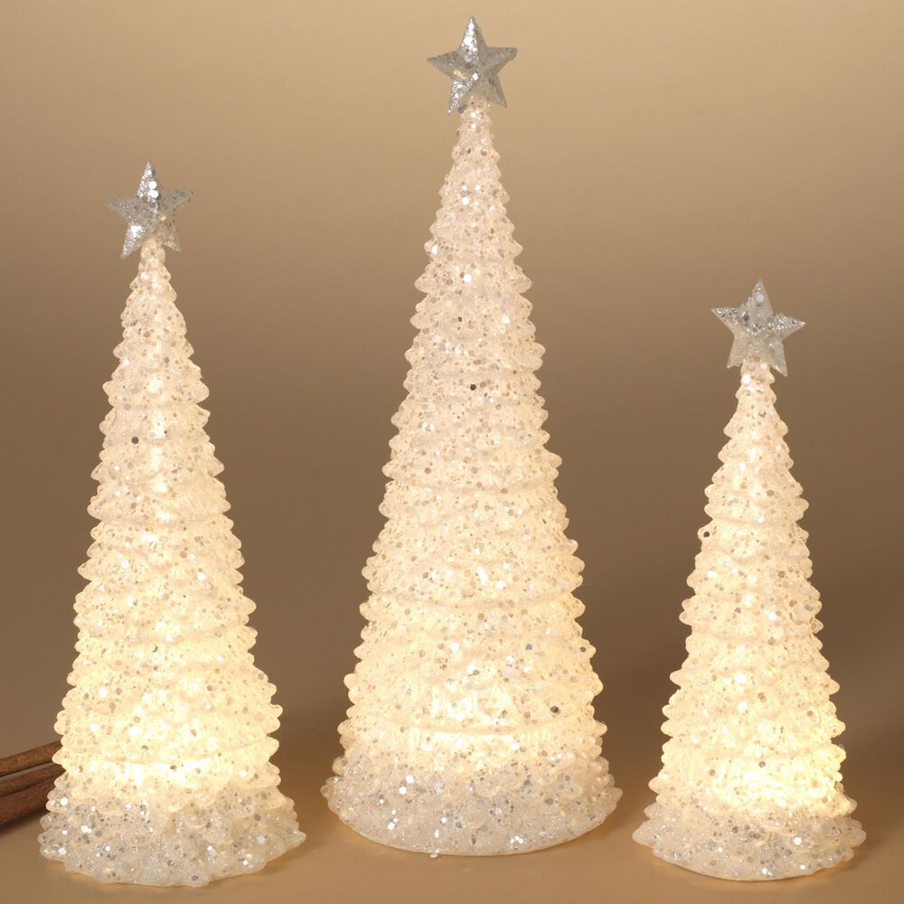 The Gerson Company 3-Piece Lighted Acrylic Christmas Tree Set in Assort, , large