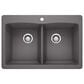 Blanco Diamond Equal Double Dual Mount Kitchen Sink in Cinder, , large
