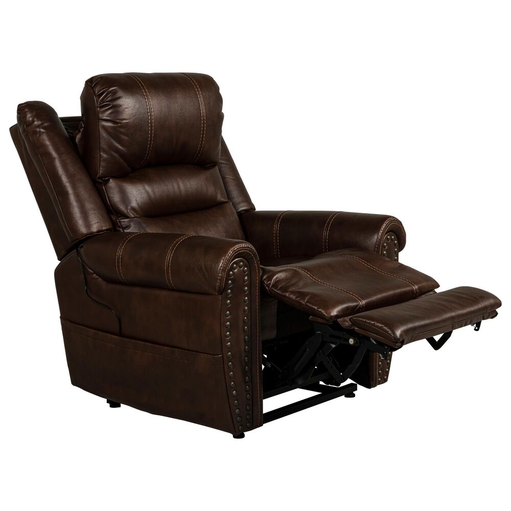 Flexsteel Oscar Power Lift Recliner with Power Lumbar and Headrest in Brown, , large