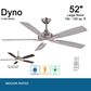 Minka-Aire Dyno 52" Ceiling Fan with Silver and Aged Wood Blades in Brushed Nickel, , large