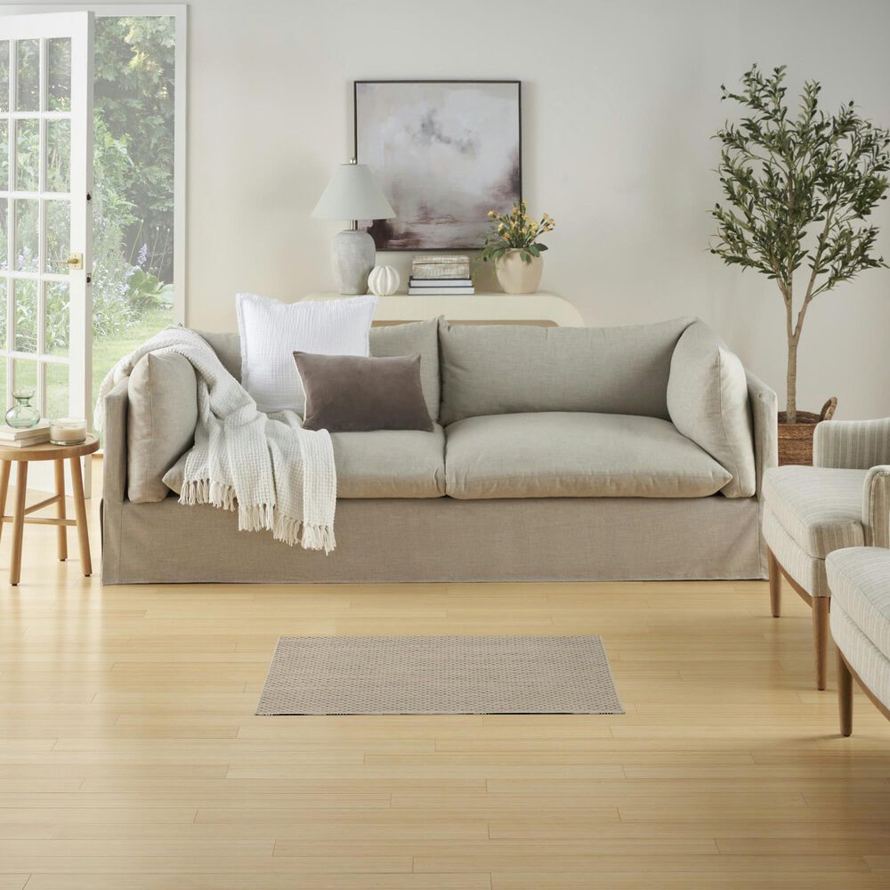 Nourison Courtyard Ivory and Silver 2&#39; x 3&#39; Indoor/Outdoor Area Rug, , large