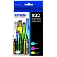 Epson DURABrite T822 Ultra Standard Capacity Ink Cartridges in Cyan, Magenta and Yellow (Pack of 3), , large