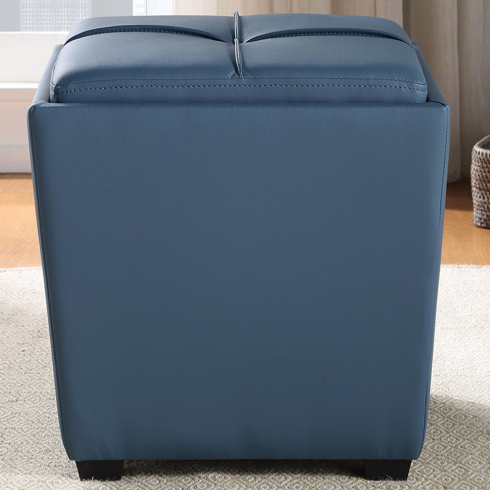 OSP Home Rockford Storage Ottoman in Slate Blue NFM