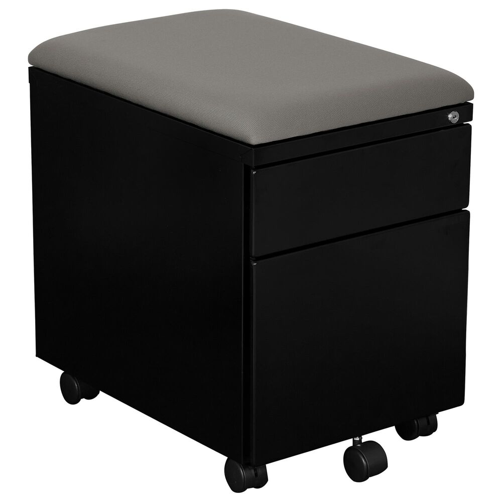 Valor Living Mobile File with Padded Seat in Black, , large