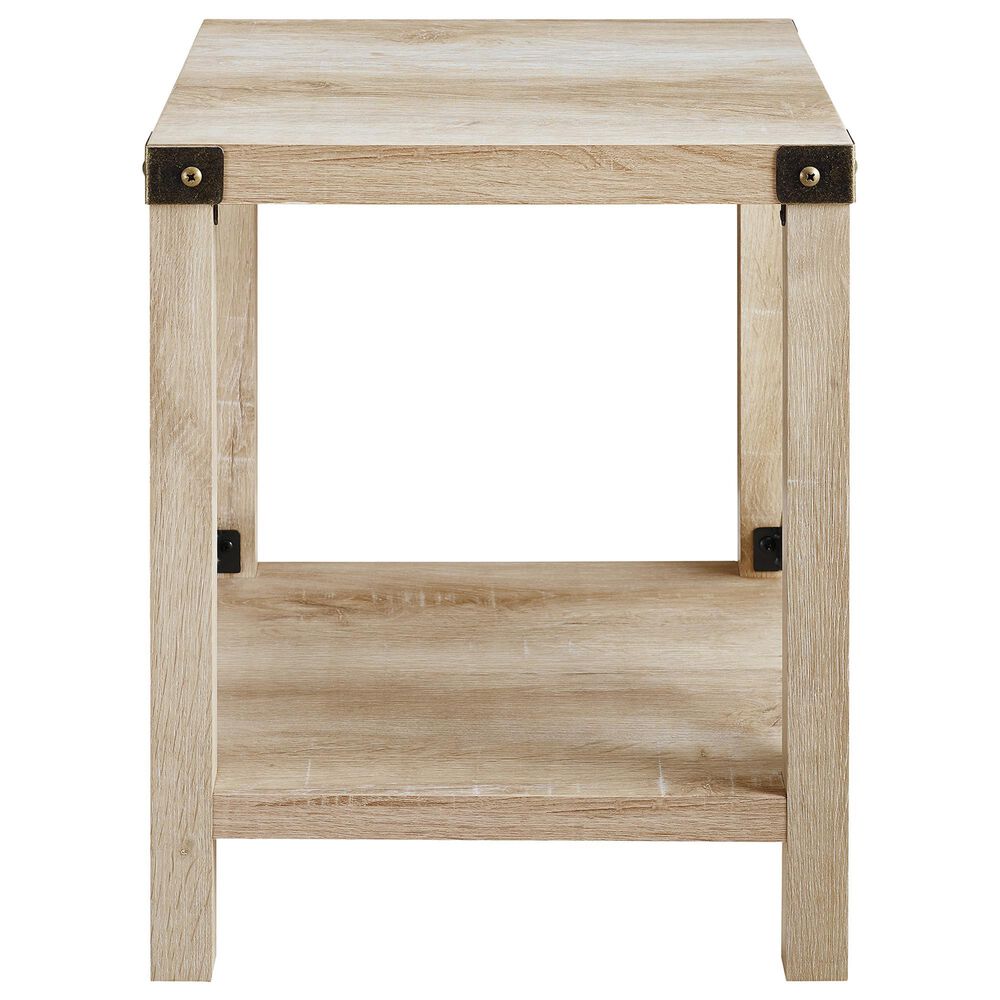 Walker Edison Barn Door Side Table in White Oak, , large