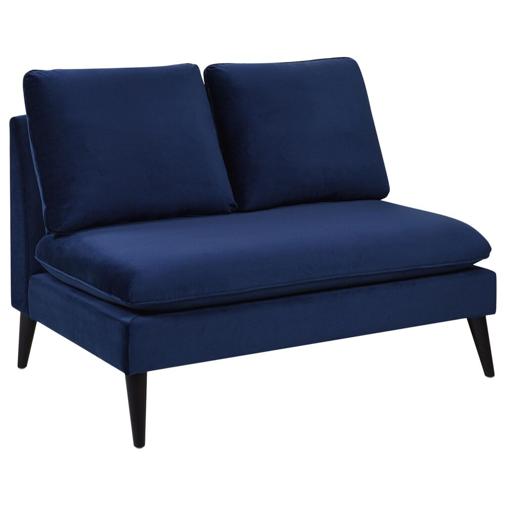 Jennifer Taylor Home Vera Stationary Settee in Navy Blue Velvet, , large
