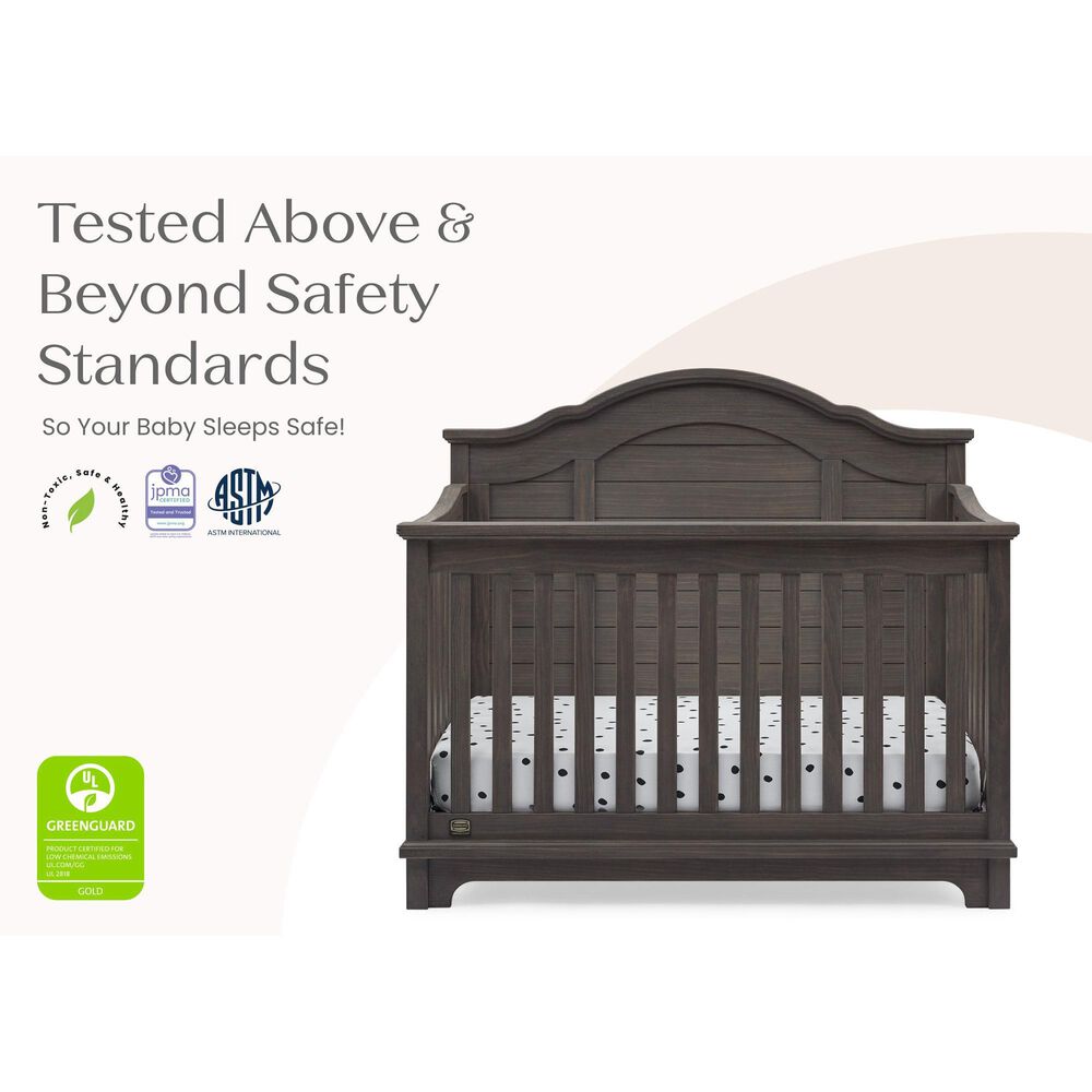 Delta Children Asher 6-In-1 Convertible Crib in Rustic Grey, , large