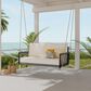 HOMLUX Patio Woven Rope Swing Sofa with Black Steel in Beige, , large