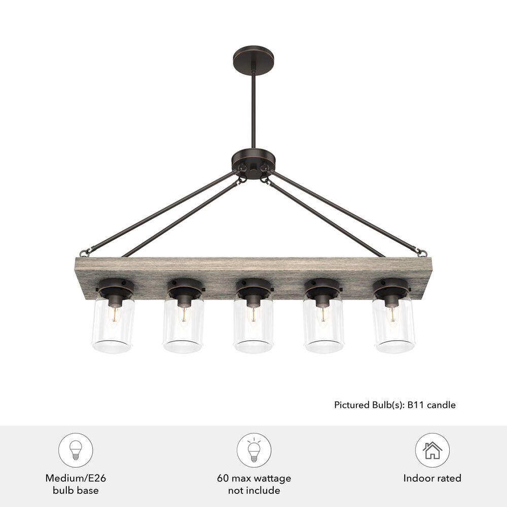 Hunter Devon Park 5-Light Linear Chandelier in Onyx Bengal and Barnwood, , large