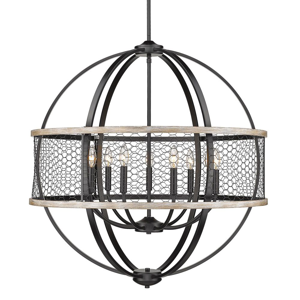 Golden Lighting Roost 9-Light Chandelier with Chicken Wire Shade in Matte Black, , large