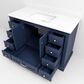 Lexora Home Dukes 48" Single Bathroom Vanity in Navy Blue with 2 cm White Cultured Marble Top and Rectangular Sink, , large