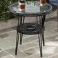 Furniture of America Serene 1-Shelf Glass Top Round Patio Coffee Table in Black, , large